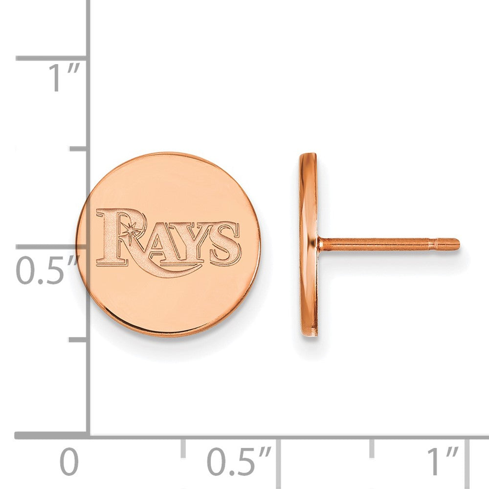 SS Rose Gold-plated MLB LogoArt Tampa Bay Rays Small Disc Earrin