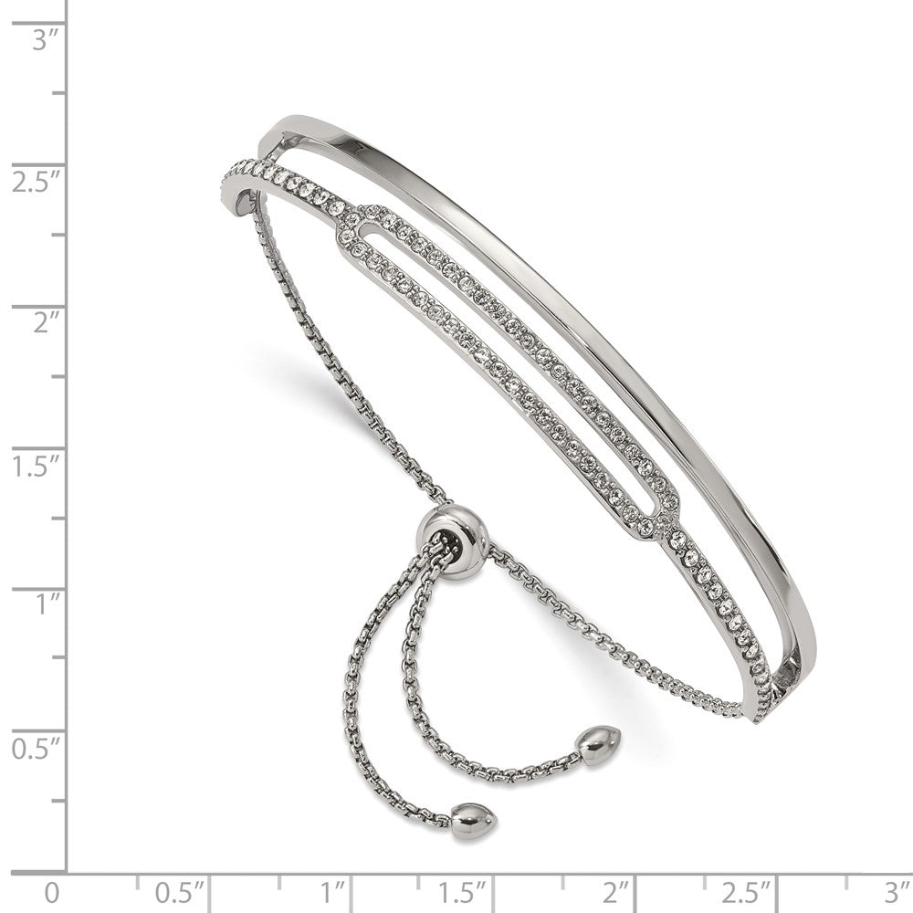Stainless Steel Polished with Crystals from Swarovski Adjustable Bangle