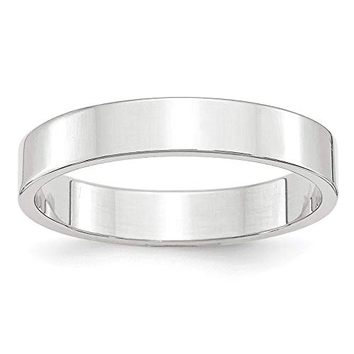 10k White Gold 4mm Lightweight Flat Wedding Band Size 5.5