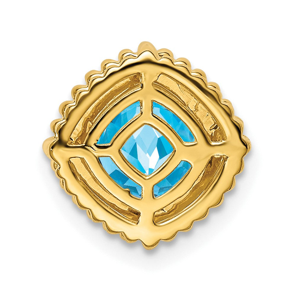 14k Cushion Blue Topaz Chain Slide