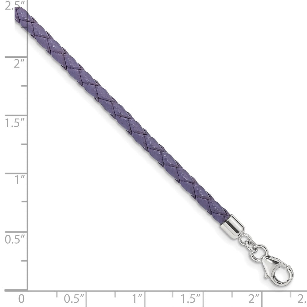 SS Reflections Purple Leather Rh-plated 14in w/2in ext Choker/Wrap Bracelet 14 inches