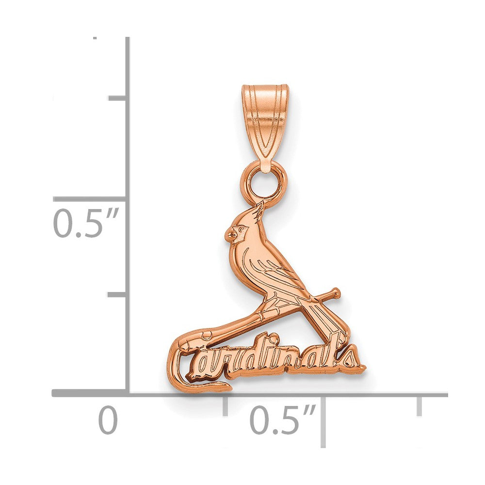 Sterling Silver Rose Gold-plated MLB LogoArt St. Louis Cardinals Small Pend
