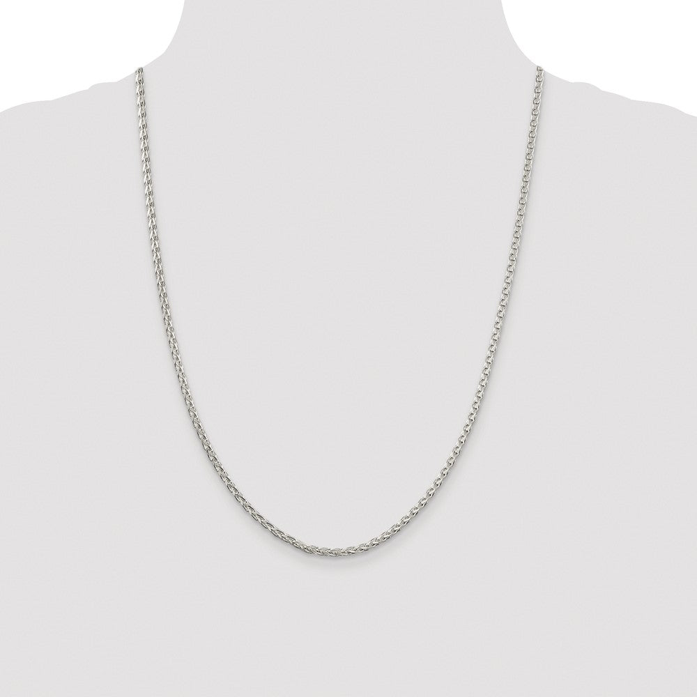 Sterling Silver Rhodium-plated 2.75mm Diamond-cut Spiga Chain