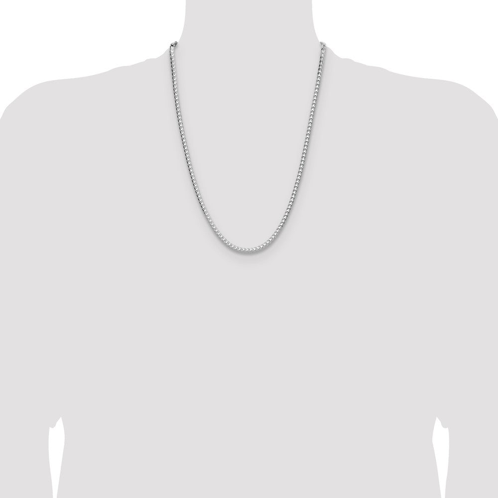 Sterling Silver Rhodium-plated 4.0mm D/C Square Franco Chain