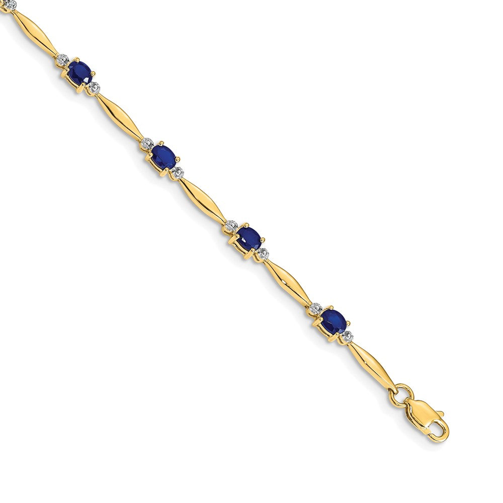 14k Diamond and Oval Sapphire Bracelet 7.5 inches