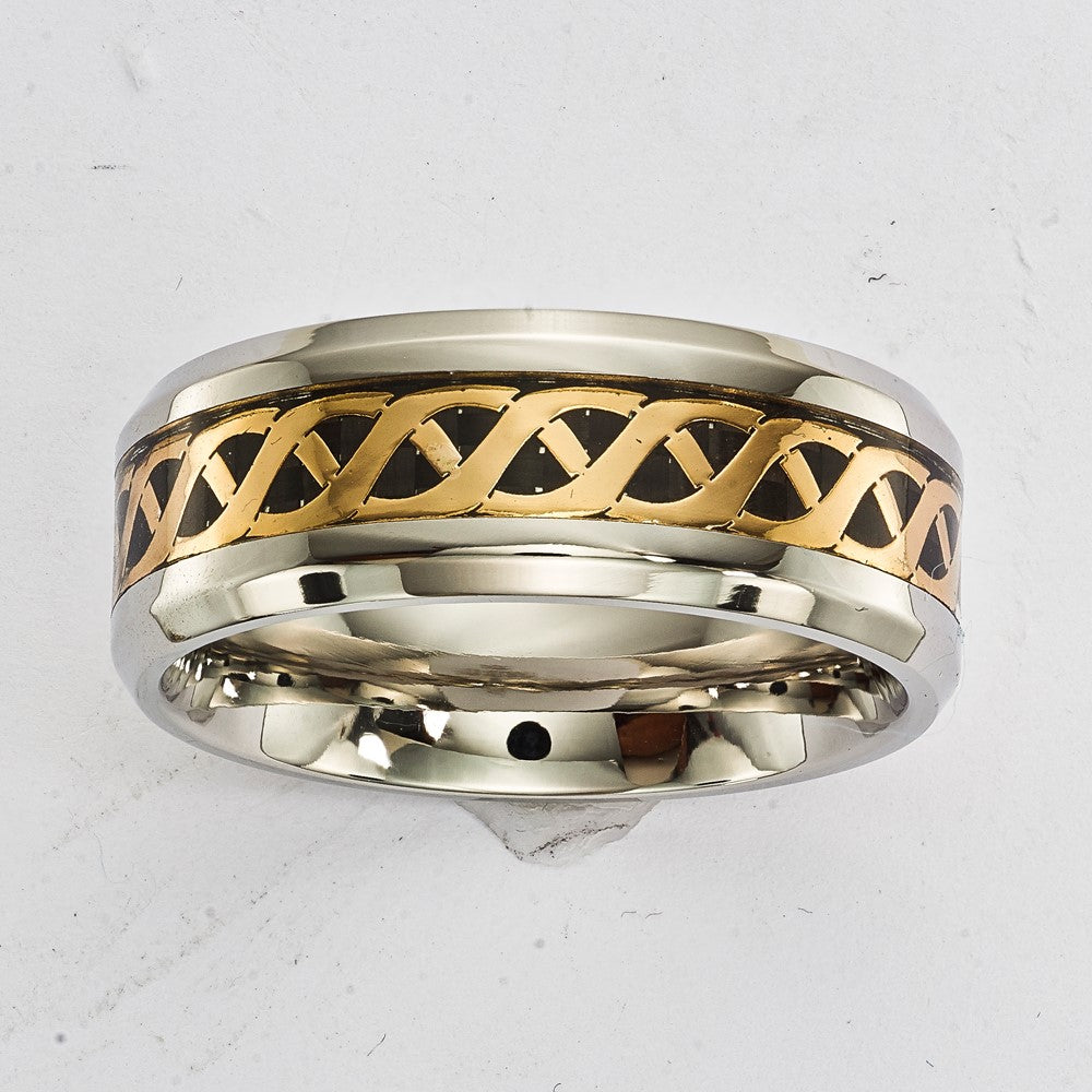Stainless Steel & Black IP & Yellow IP 8mm Criss Cross Band