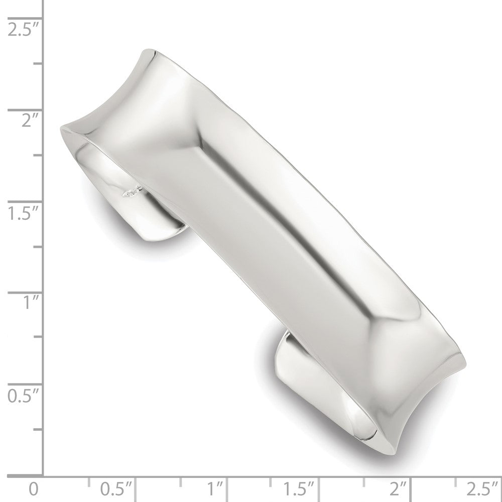 Sterling Silver Polished 15mm Concave Cuff Bangle