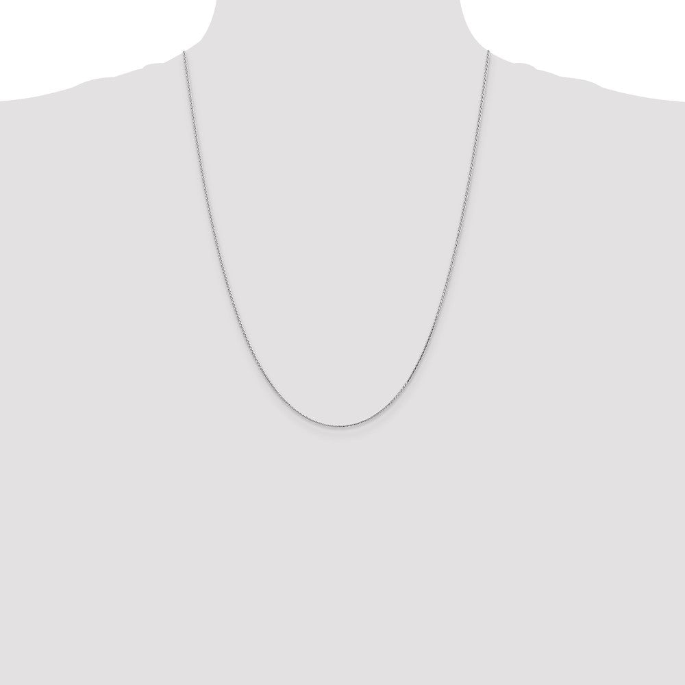 14K White Gold 24 inch 1mm Diamond-cut Parisian Wheat with Lobster Clasp Chain