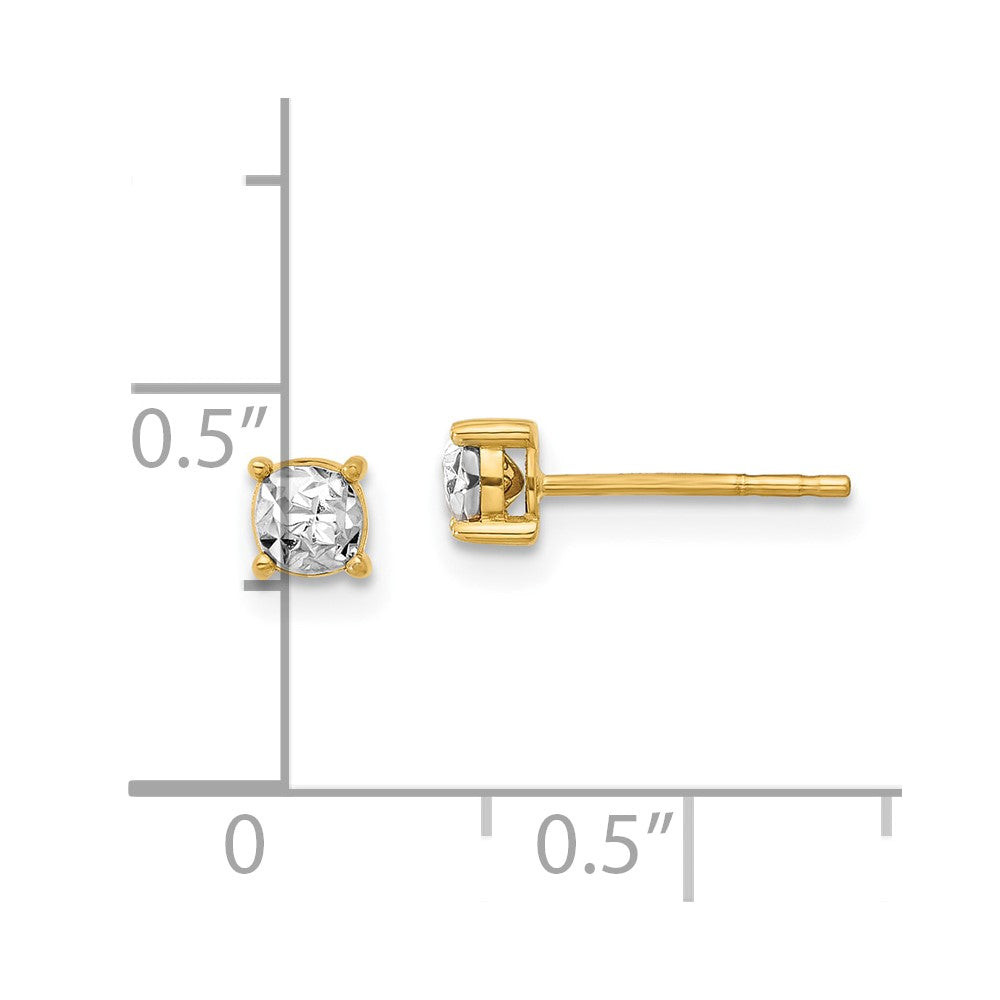 14K w/Rhodium Polished and D/C Post Earrings