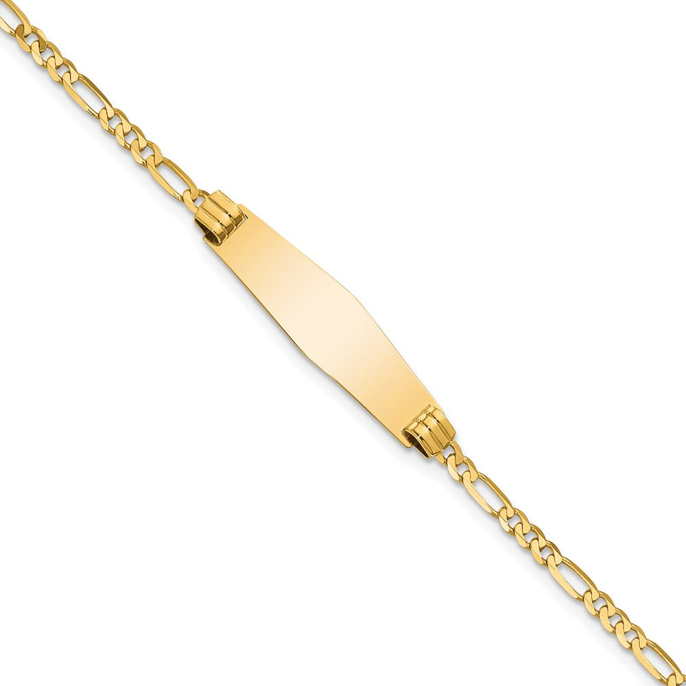 14k Soft Diamond Shape Figaro ID Bracelet 8 inches