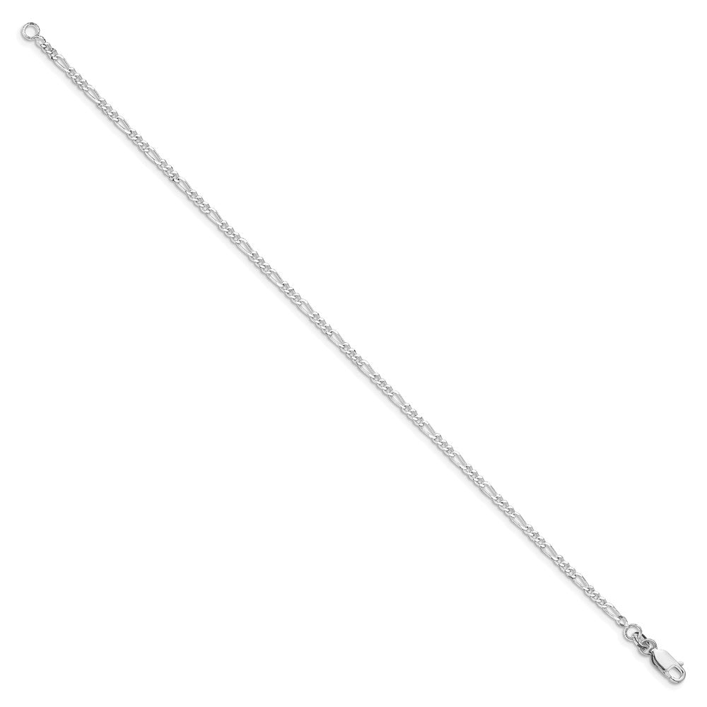 Sterling Silver Rhodium-plated 2.25mm Figaro Chain 7 inches