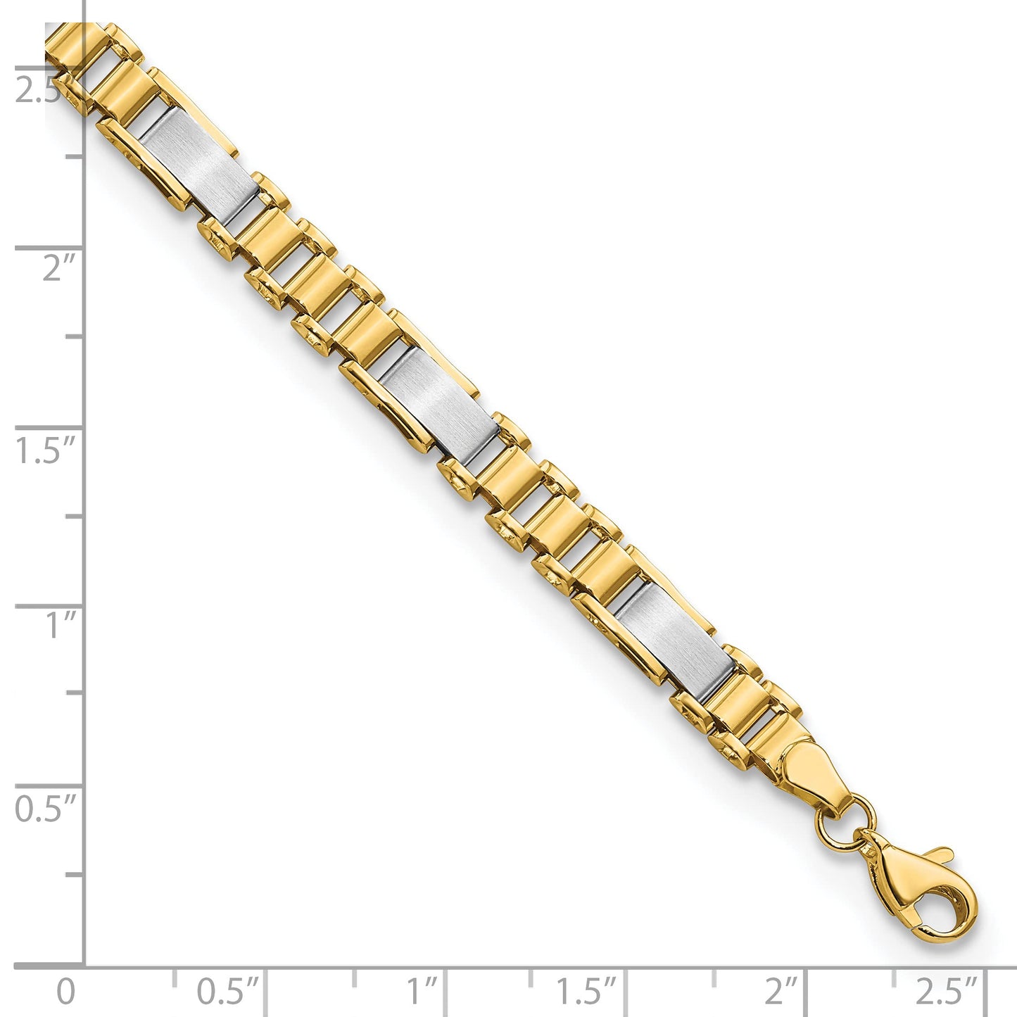 Primal Gold 14 Karat Two-tone Brushed Fancy Link 8in Bracelet
