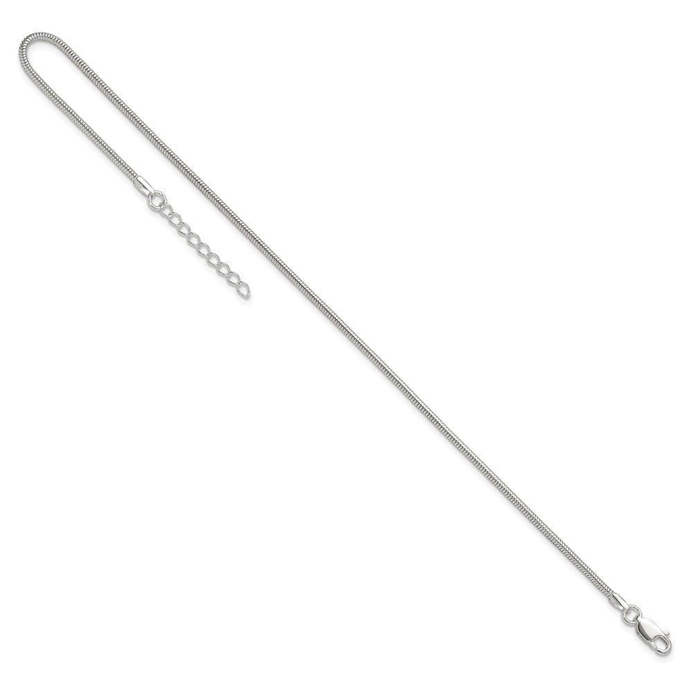 Sterling Silver 1.5mm Round Snake Chain 9in Plus 1in ext. Anklet 9 inches