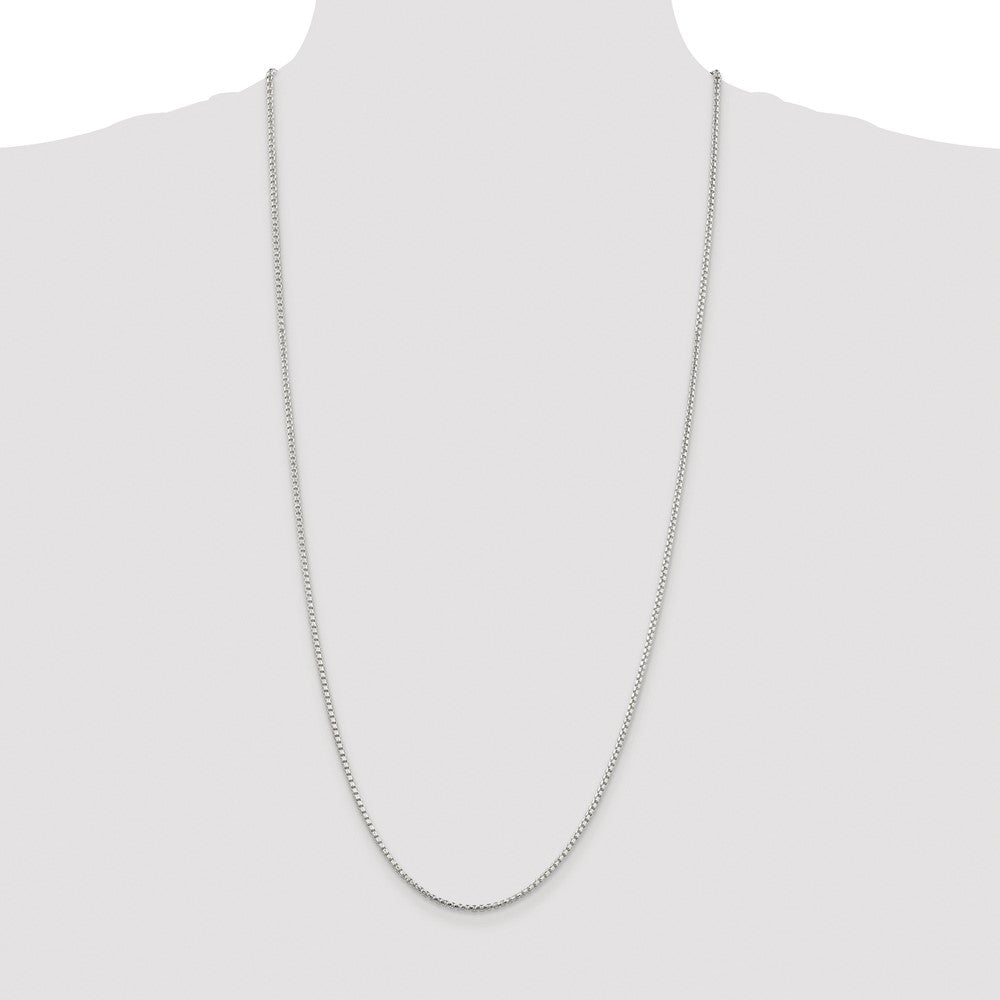 Sterling Silver Rhodium-plated 2mm Diamond-cut Round Box Chain