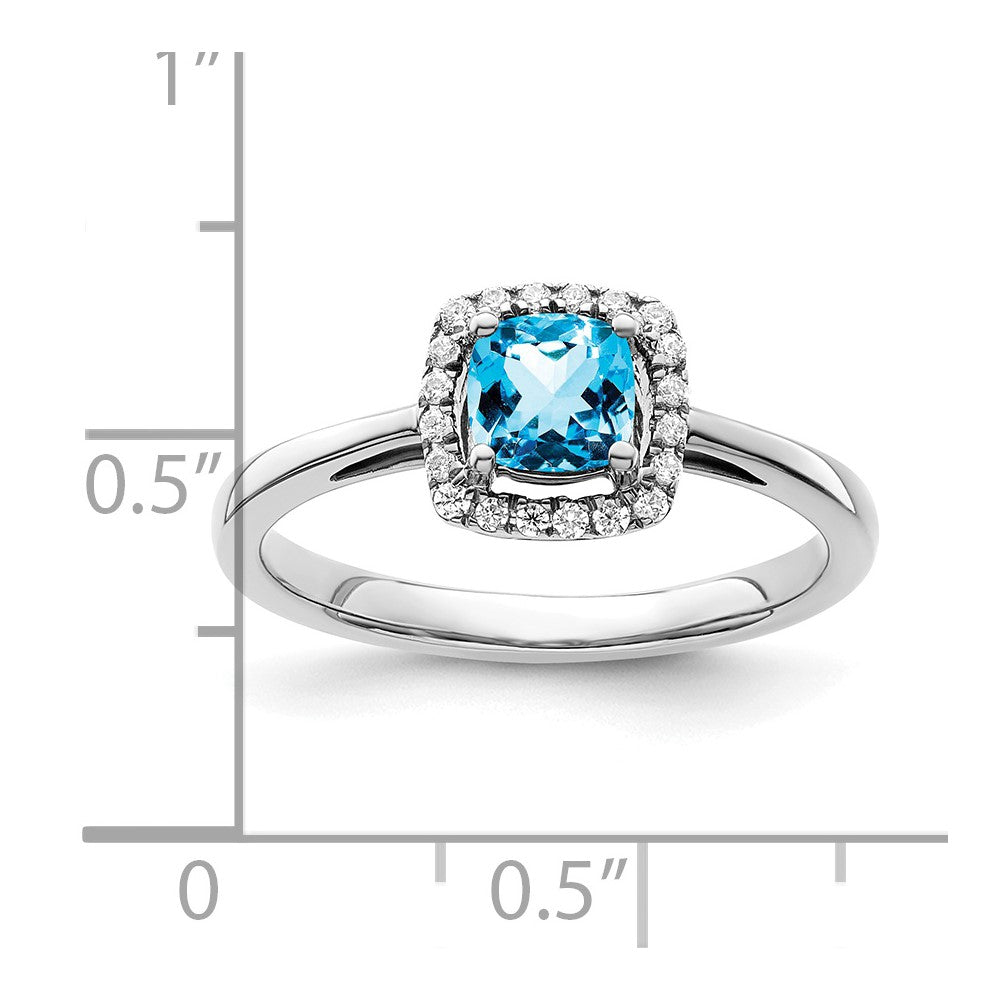 SS ANT Blue Topaz and Diamond Ring
