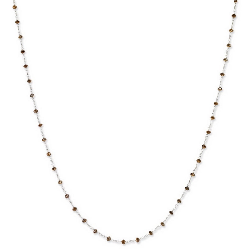 14k White Gold Coffee Brown Diamond Briolette Necklace