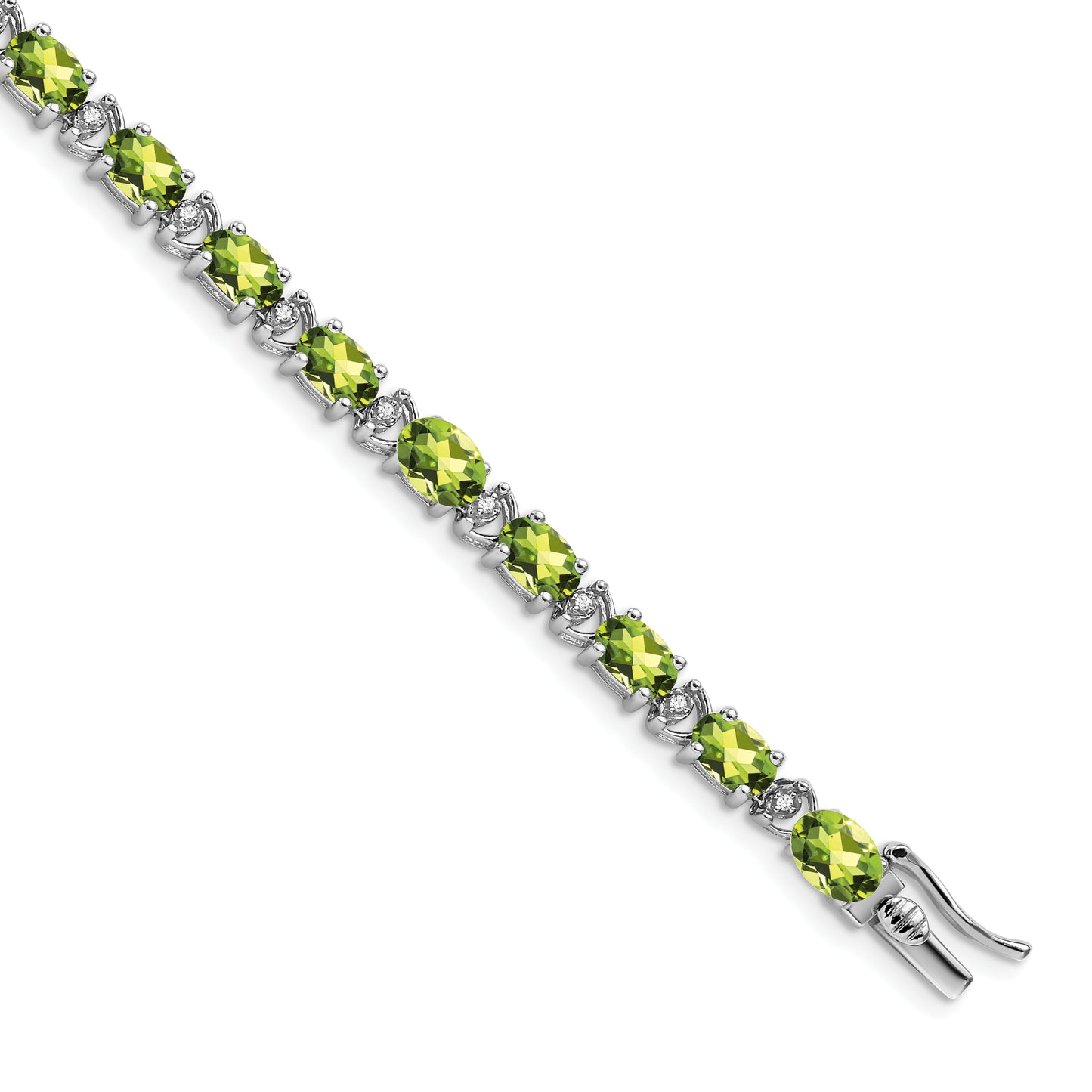 Primal Gold 14 Karat White Gold Peridot and Diamond Bracelet