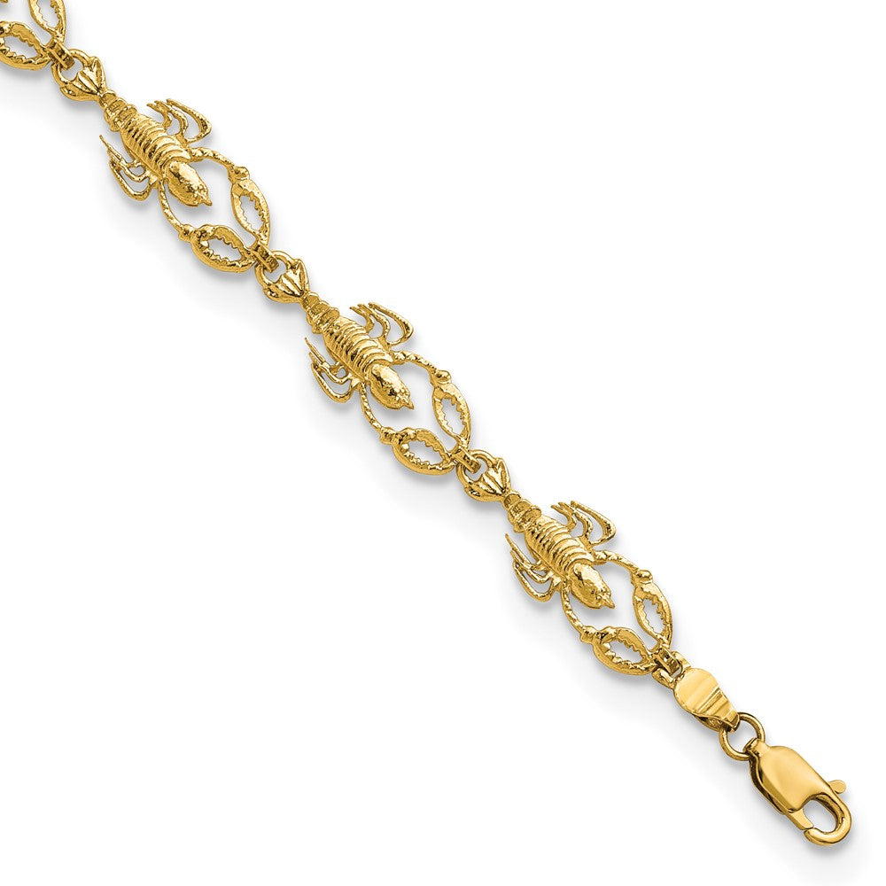 14k Textured Lobster 7.5in Bracelet 7.5 inches