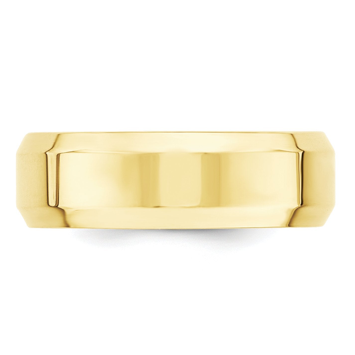 10k Yellow Gold 7mm Beveled Edge Comfort Fit Wedding Band Size 9.5