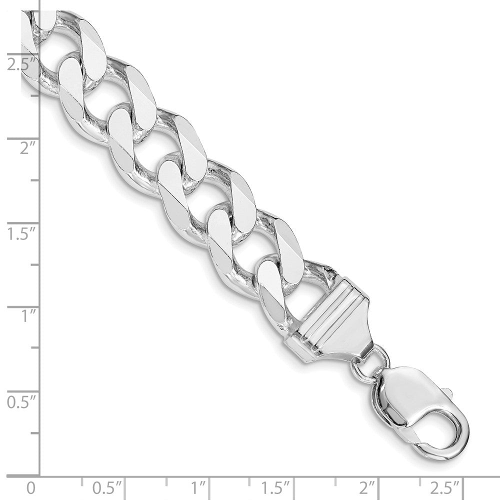 Sterling Silver Rhodium-plated 13mm Curb Chain 8 inches