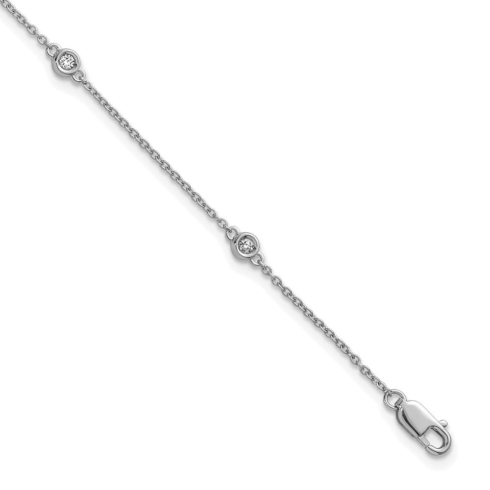 14k White Gold Diamond Station Cable Bracelet