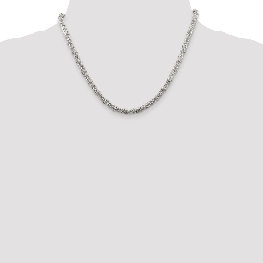Sterling Silver 4mm Fancy Byzantine Chain 18 Inches