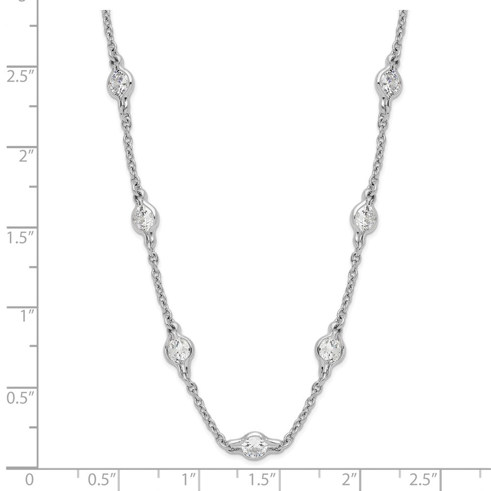 Cheryl M Sterling Silver Rhodium-plated Brilliant-cut Round CZ 19 Station 18.5 Inch Necklace 18.5 Inches