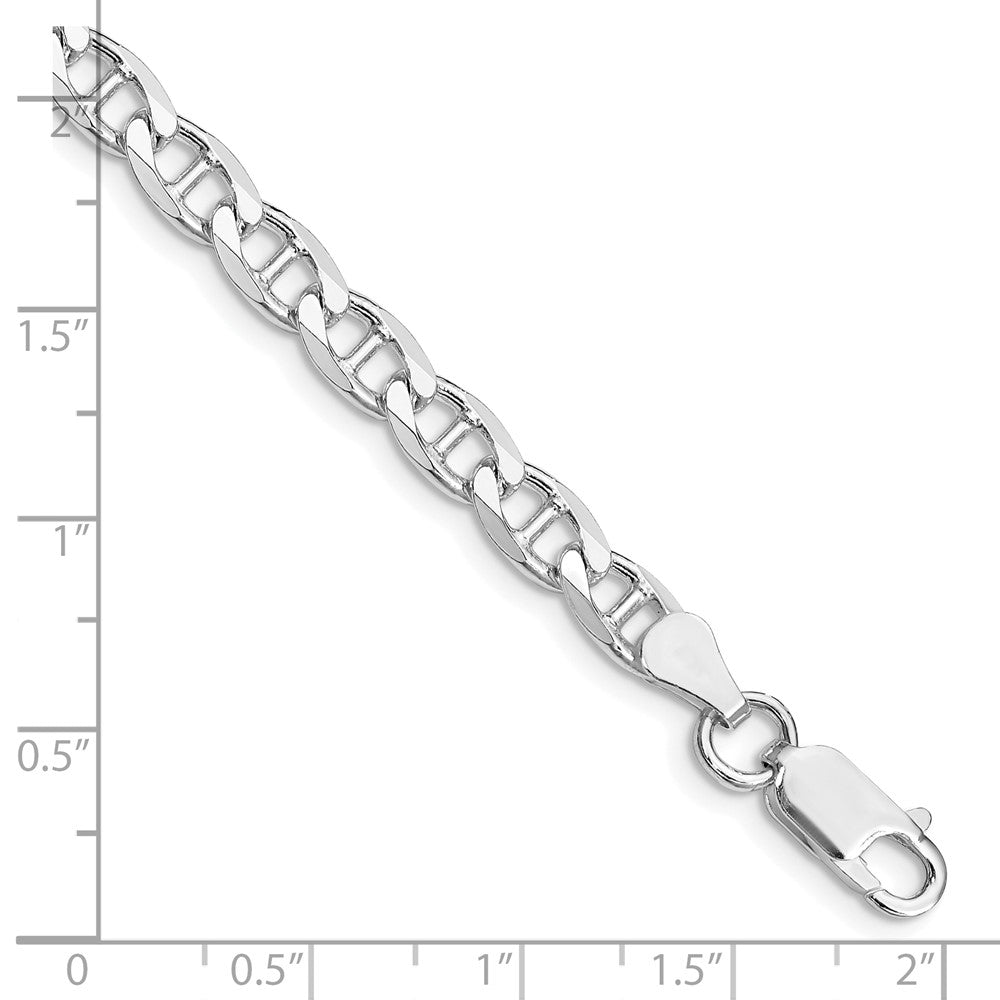 Sterling Silver Rhodium-plated 5.7mm D/C Flat Anchor Curb Chain 8 inches