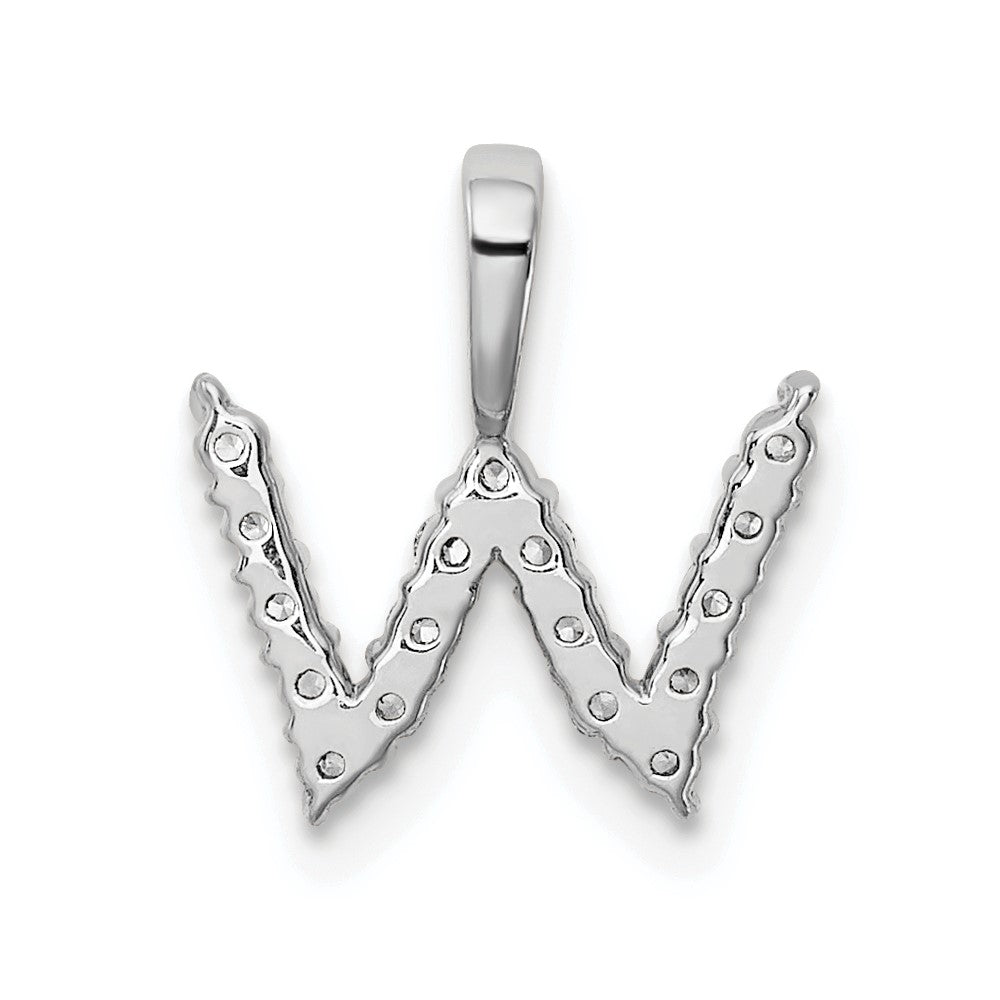 14KW Small Initial W Diamond Pendant
