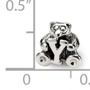 925 Sterling Silver Artisan Oxidized Reflections Letter Name Personalized Monogram Initial Y Bead Charm 7.27x7.27mm Wide