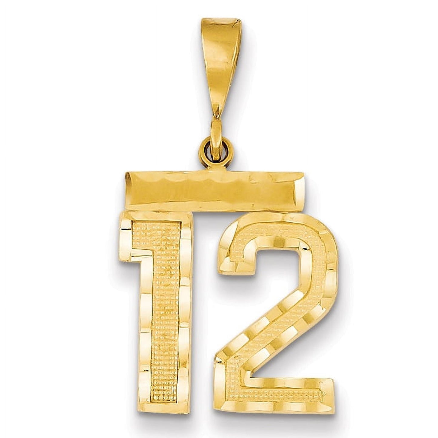 14k Medium Diamond-cut Number 12 Charm
