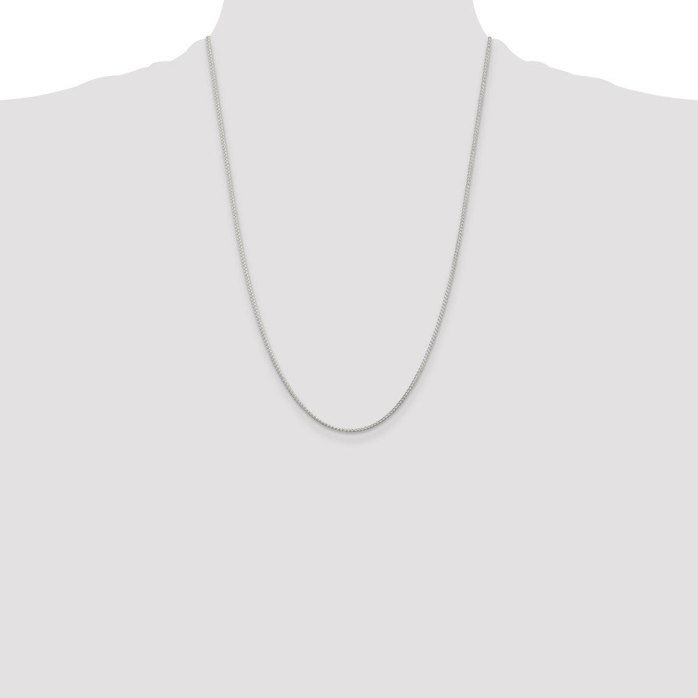Sterling Silver Rhodium-plated 1.25mm Round Spiga Chain 24 Inches