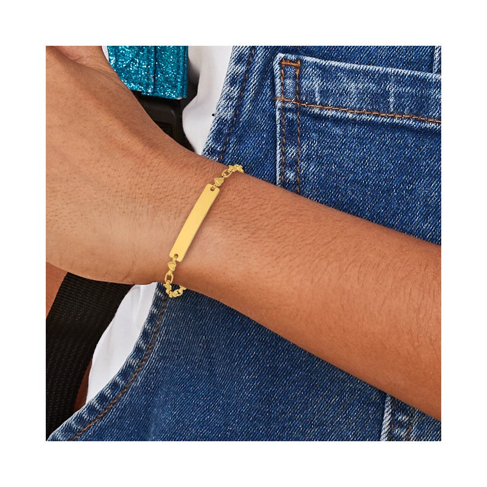 Sterling Silver Gold-tone 6.5 inch Hearts Children's ID Bracelet
