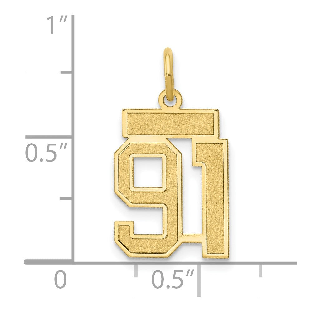 14k Small Satin Number 91 Charm