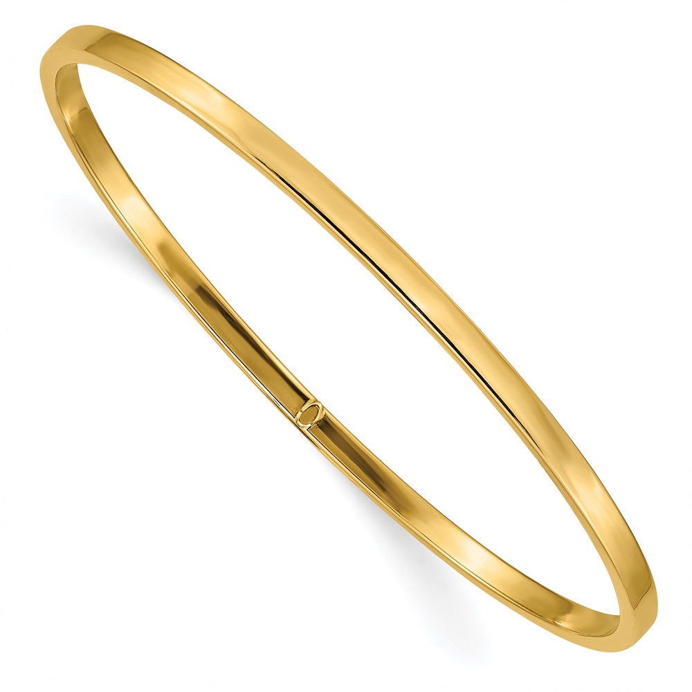 14k 3mm Polished Square Tube Slip-on Bangle 8 inches