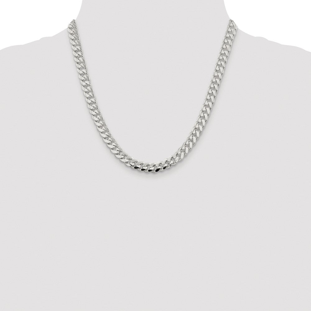 Sterling Silver Rhodium-plated 7.8mm Polished Domed Curb Chain