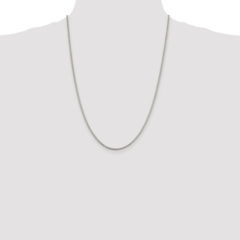Sterling Silver Rhodium-plated 2mm Round Box Chain
