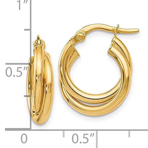 14K Polished Twisted Double Hoop Earrings