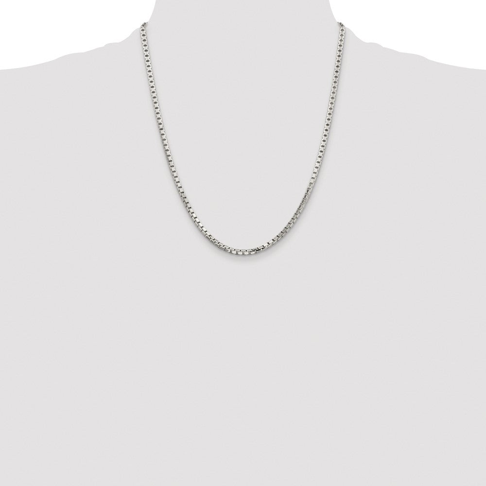 Sterling Silver Rhodium-plated 2.9mm 8 Sided Diamond-cut Box Chain