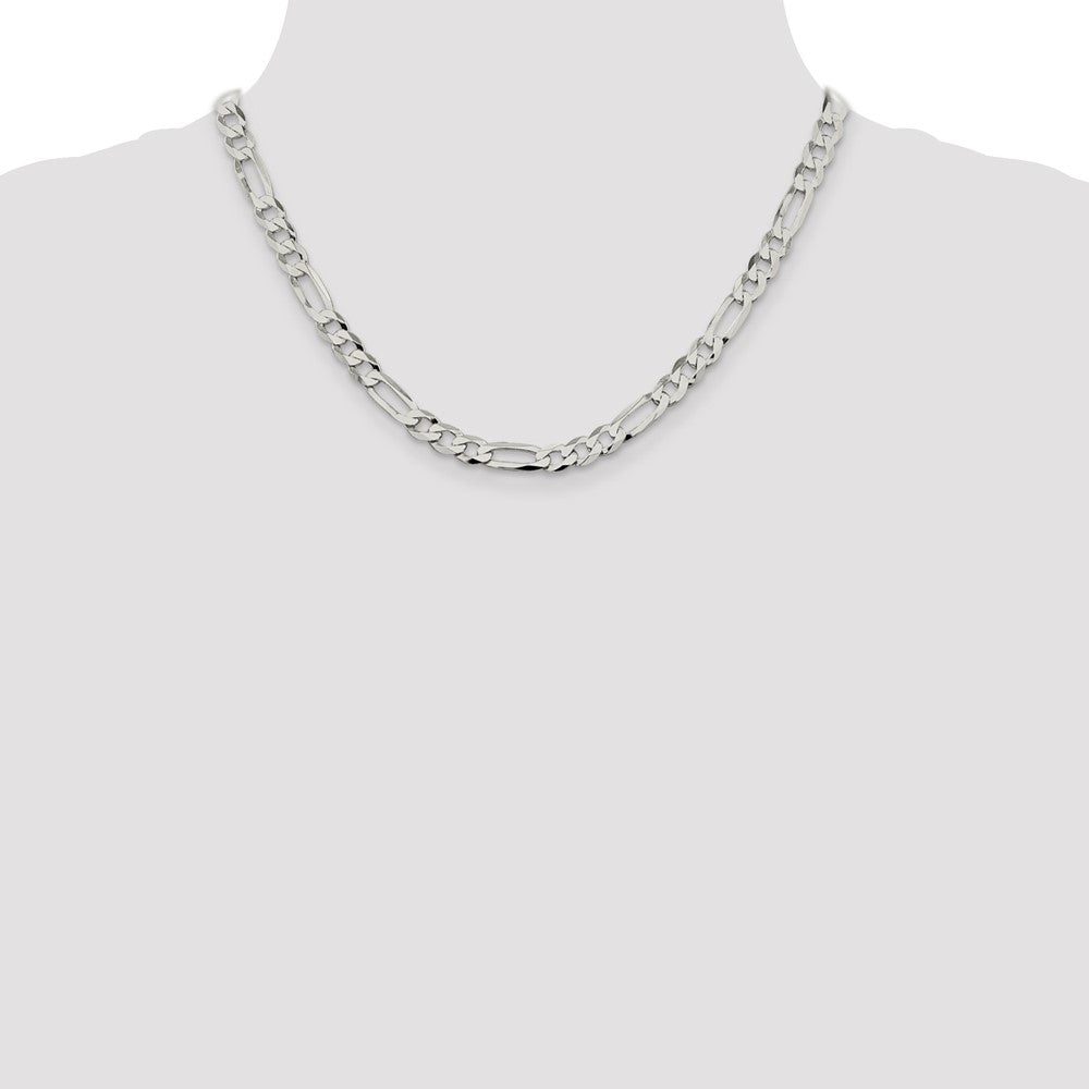 Sterling Silver 7.0mm Lightweight Flat Figaro Chain 18 Inches
