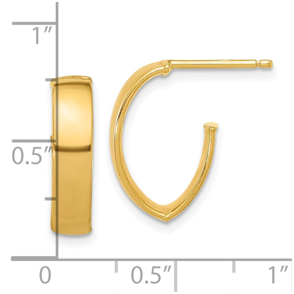 10K Polished J-Hoop Post Earrings