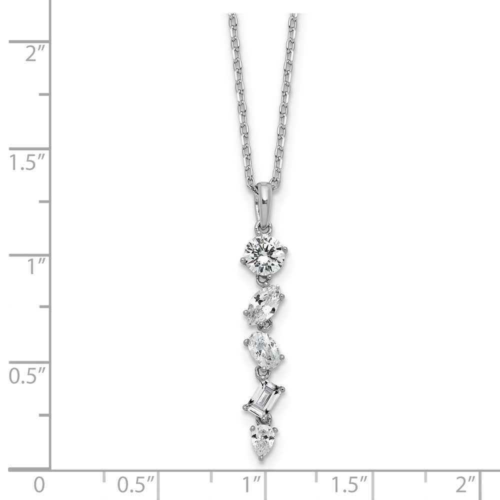 Cheryl M Sterling Silver Rhodium-plated Polished Fancy Multi-cut CZ with 2 Inch Extension Necklace 16 Inches