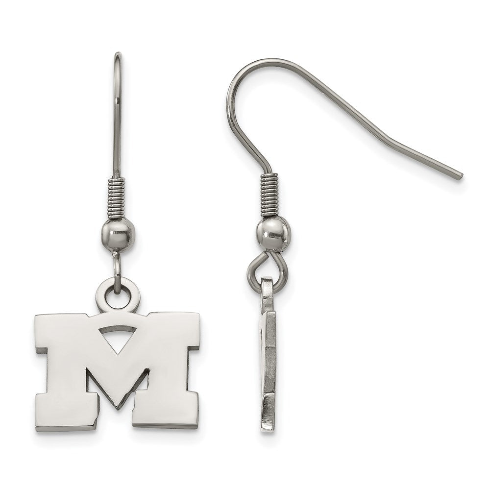 Stainless Steel LogoArt University of Michigan Letter M Dangle Wire Earrings Q-ST517UM