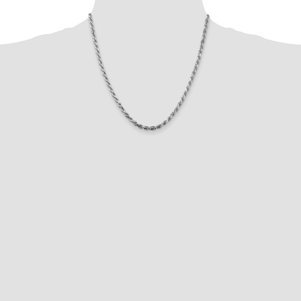 Sterling Silver Rhodium-plated 3.75mm Diamond-cut Rope Chain 20 Inches