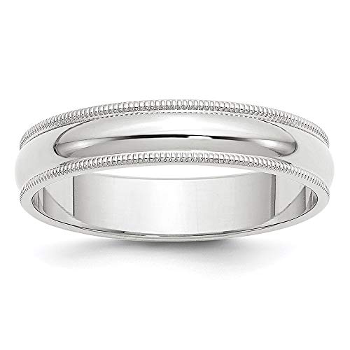 10k White Gold 5mm Milgrain Half Round Wedding Band Size 13.5