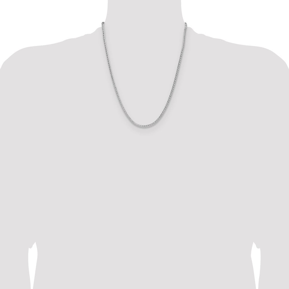 Sterling Silver Rhodium-plated 2.5mm 8 Sided D/C Double Spiga Chain