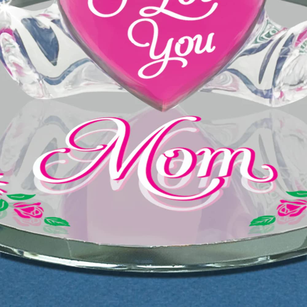 Glass Baron Handcrafted I Love You Mom Bear Glass Figurine