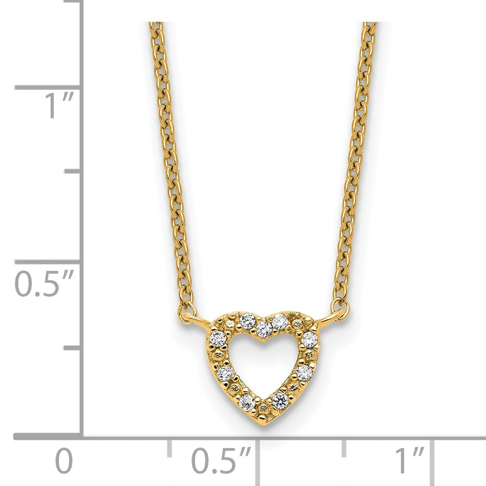 Cheryl M Sterling Silver Gold-plated Polished CZ Open Heart 16 Inch with 2 Inch Extension Necklace