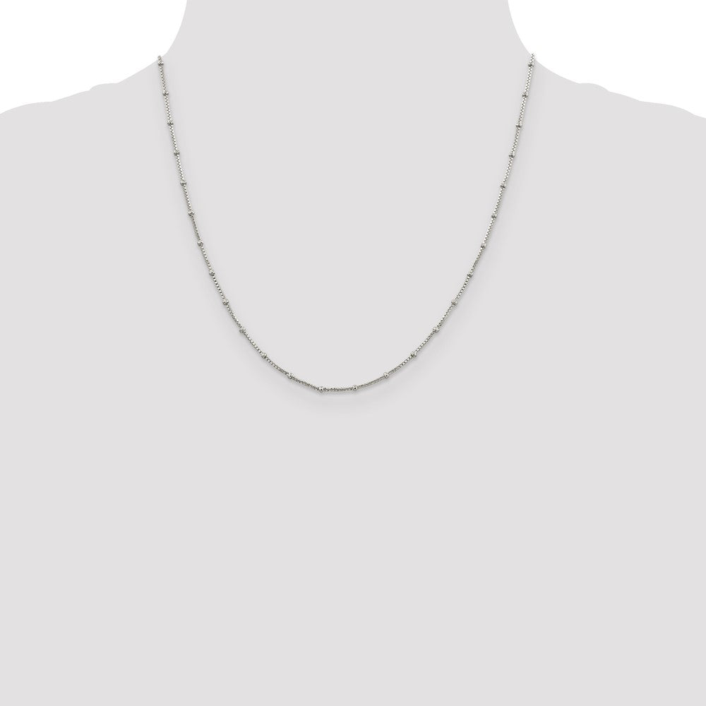 Sterling Silver 1.25mm Fancy Beaded Box Chain 20 Inches