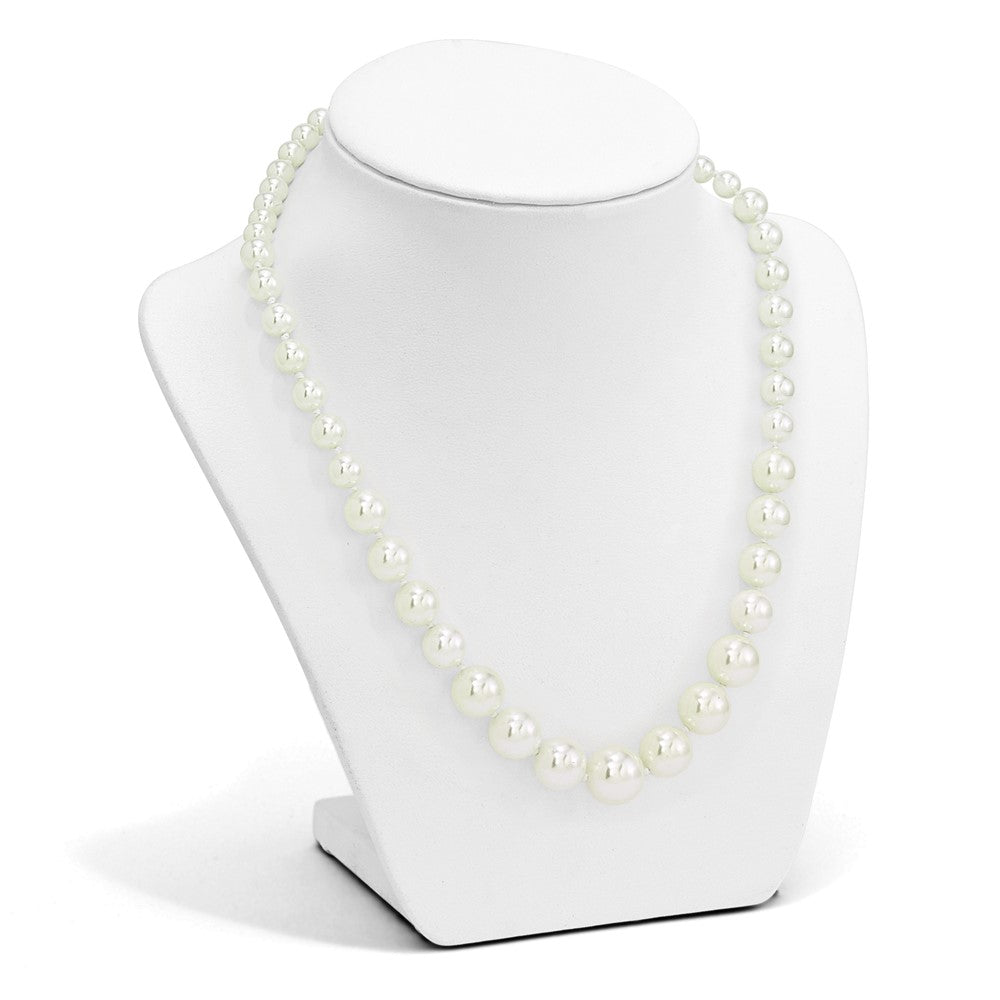 Majestik Sterling Silver Rhodium-plated 6-12mm Graduated White Imitation Shell Pearl Hand-knotted Necklace 18 Inches
